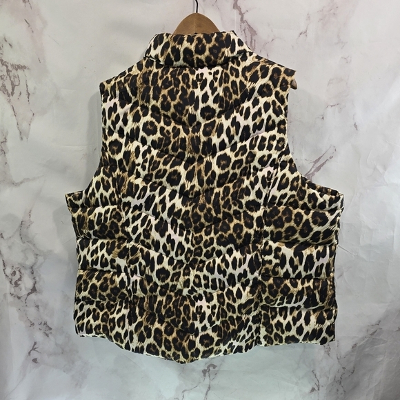 Lands End Vest Womens 2X Leopard Down Puffer Insulated Quilted Goose Puffy - Picture 5 of 10